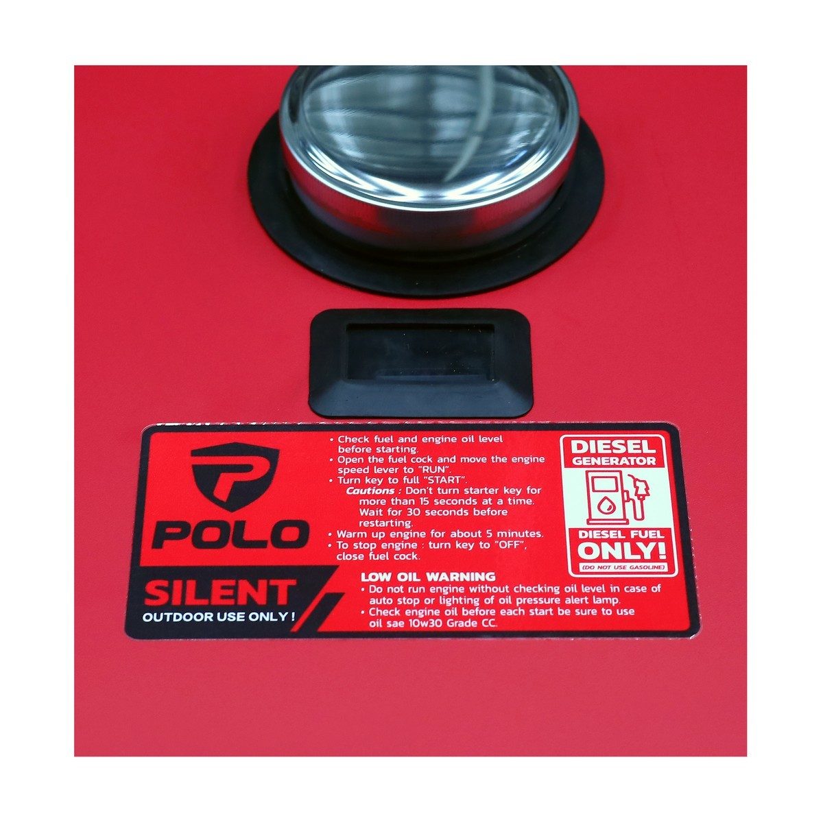 POLO เครื่องปั่นไฟดีเซล Silent Type กำลังไฟ 6.5 กิโลวัตต์ กำลังเครื่องยนต์ 11.7 แรงม้า รุ่น KDX8500ES ถังน้ำมัน 14.5 ลิตร สตาร์ทกุญแจระบบไฟฟ
