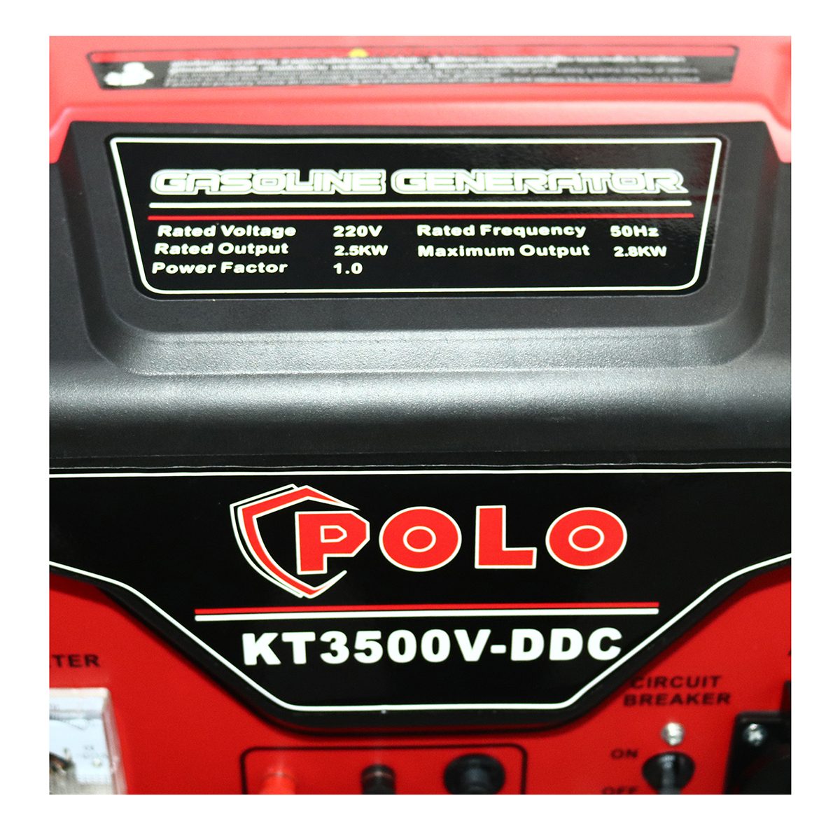 POLO เครื่องปั่นไฟ เบนซิน กำลังไฟ 2.5 กิโลวัตต์ กำลังเครื่องยนต์ 7.0 แรงม้า รุ่น KT3500V-DDC (รุ่น V) กระบอกสูบ 420 มล. ถังน้ำมัน 15 ลิตร สต