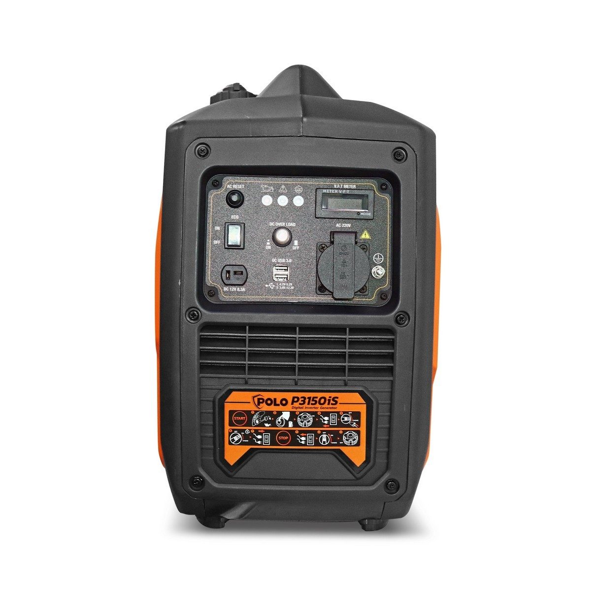 POLO เครื่องปั่นไฟ Inverter กำลังไฟสูงสุด 2.8 กิโลวัตต์ รุ่น P3150IS ความจุกระบอกสูบ 120 ซีซี ถังน้ำมัน 5 ลิตร สตาร์ทมือ (โปโล)