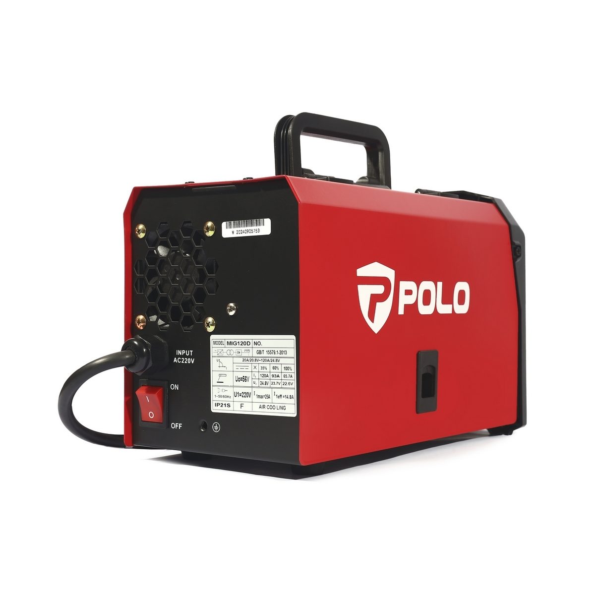 POLO เครื่องเชื่อม MIG/MMA รุ่น MIG120D 1 เฟส 220 โวลต์ กระแสไฟเชื่อม 120 แอมป์ หน้าจอดิจิตอลขนาดใหญ่ สำหรับงาน DIY ภายในบ้าน ใช้กับลวดเชื่อ