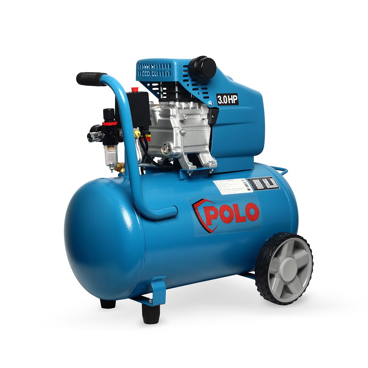 ปั๊มลมขับตรง โปโล (POLO) รุ่น BM2050BLUE (ปั๊มลมโรตารี่) กำลังมอเตอร์ 3 แรงม้า (2237 วัตต์) ขนาดถังลม 50 แรงดัน 8 บาร์ ปริมาณลม 180 ลิตร/นาท