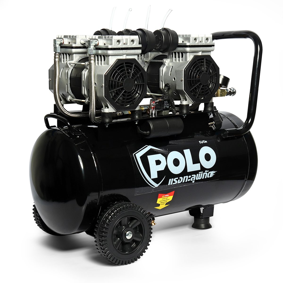 ปั๊มลม โปโล (POLO) รุ่น FAST 28-50 กำลังมอเตอร์ 1390 วัตต์ 2 มอเตอร์ ถัง 50 ลิตร มอเตอร์รอบเร็ว 2800 รอบ/นาที แรงลม 8 บาร์ อัตราผลิตลม 240 ล