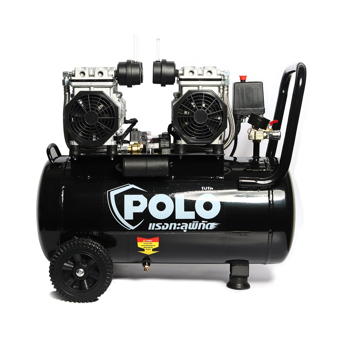 ปั๊มลม โปโล (POLO) รุ่น FAST 28-50 กำลังมอเตอร์ 1390 วัตต์ 2 มอเตอร์ ถัง 50 ลิตร มอเตอร์รอบเร็ว 2800 รอบ/นาที แรงลม 8 บาร์ อัตราผลิตลม 240 ล