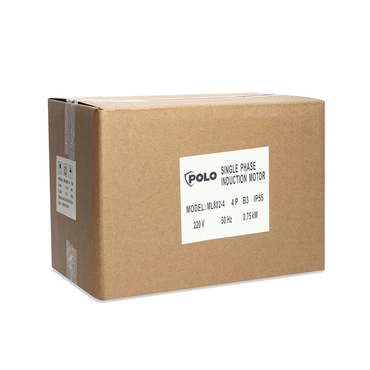 POLO มอเตอร์ (A Series) 1 แรงม้า 220 โวลต์  4 โพล 1 เฟส  2 สาย รุ่น ML802-4 ขนาดเพลาออก 19 มม. ความเร็วรอบ 1450 รอบ/นาที ป้องกันฝุ่นและน้ำ I
