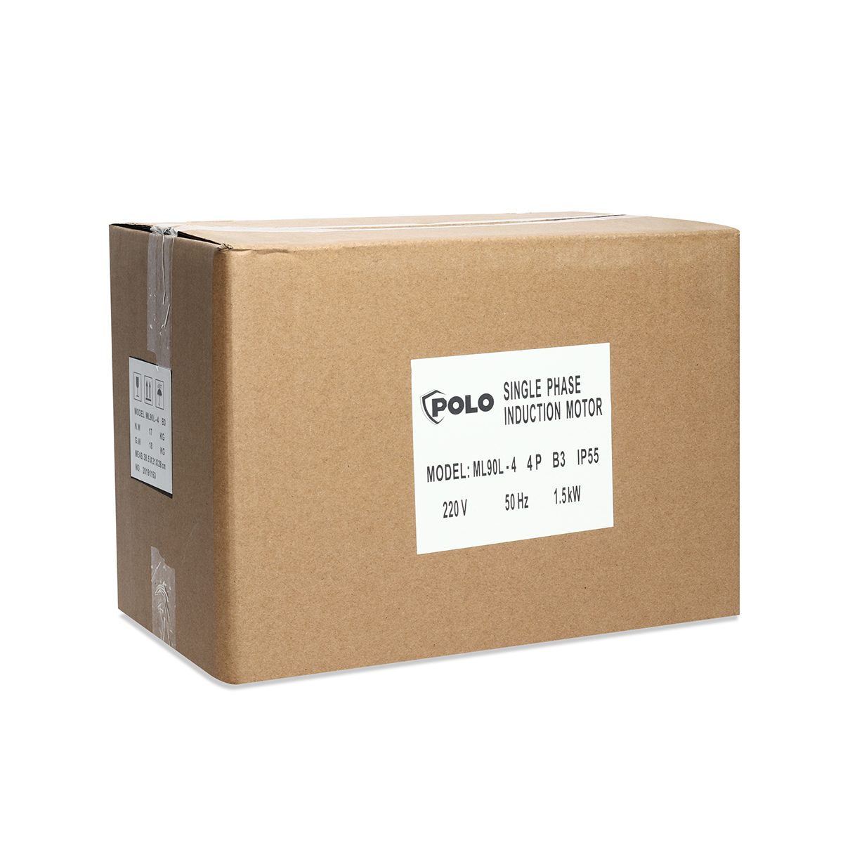 POLO มอเตอร์ (A Series) 2 แรงม้า 220 โวลต์  4 โพล 1 เฟส  2 สาย รุ่น ML90L-4 ขนาดเพลาออก 24 มม. ความเร็วรอบ 1450 รอบ/นาที ป้องกันฝุ่นและน้ำ I