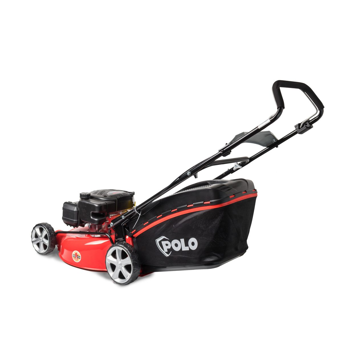 POLO รถตัดหญ้าแบบเข็น 18 นิ้ว Loncin 4 จังหวะ เครื่องยนต์ 3.5 แรงม้า ความจุกระบอกสูบ 139 ซีซี รุ่น G46PL39 ถังน้ำมัน 0.5 ลิตร ความสูงในการตั
