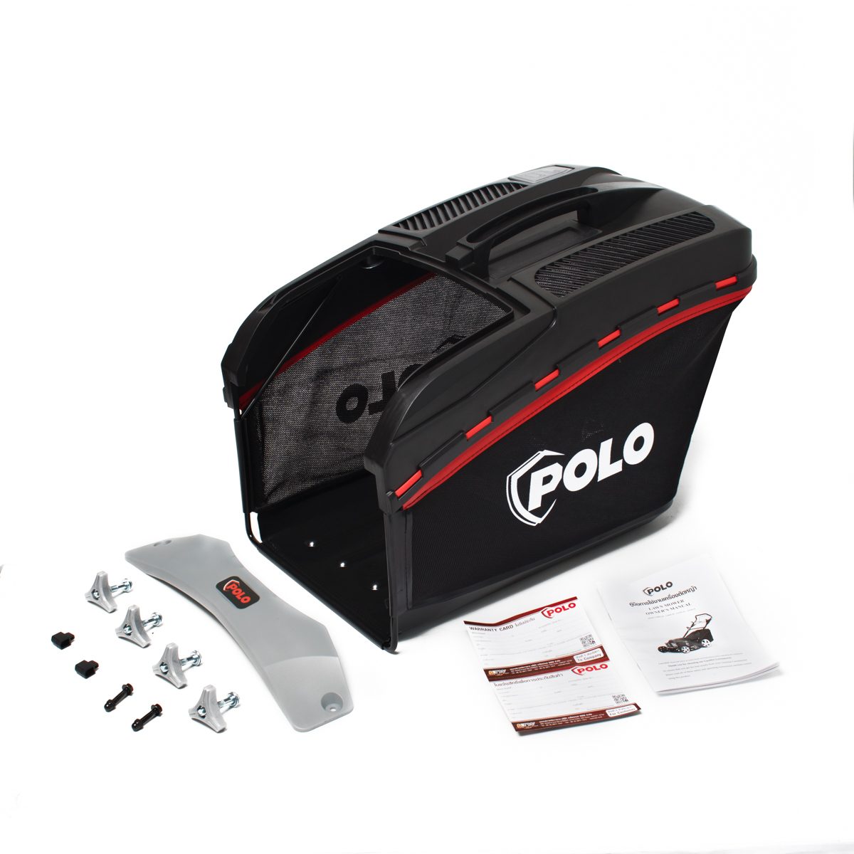 POLO รถตัดหญ้าแบบเข็น 18 นิ้ว Loncin 4 จังหวะ เครื่องยนต์ 3.5 แรงม้า ความจุกระบอกสูบ 139 ซีซี รุ่น G46PL39 ถังน้ำมัน 0.5 ลิตร ความสูงในการตั
