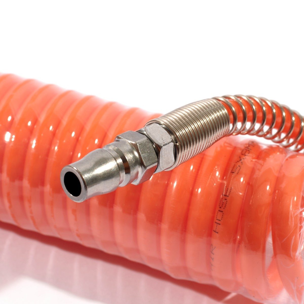 POLO สายลมสปริง สายลมแบบขด ชนิด PU พร้อมข้อต่อ ขนาด 5X8 ความยาวสาย 9 ม.ความดันสูงสุด 10 BAR (แรงดันระเบิด 24 บาร์) ทนอุณหภูมิตั้งแต่ -5 ถึง 