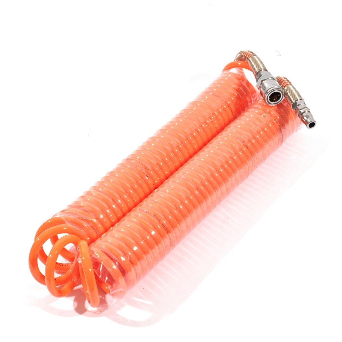 POLO สายลมสปริง สายลมแบบขด ชนิด PU พร้อมข้อต่อ ขนาด 5X8 ความยาวสาย 12 ม.ความดันสูงสุด 10 BAR (แรงดันระเบิด 24 บาร์) ทนอุณหภูมิตั้งแต่ -5 ถึง