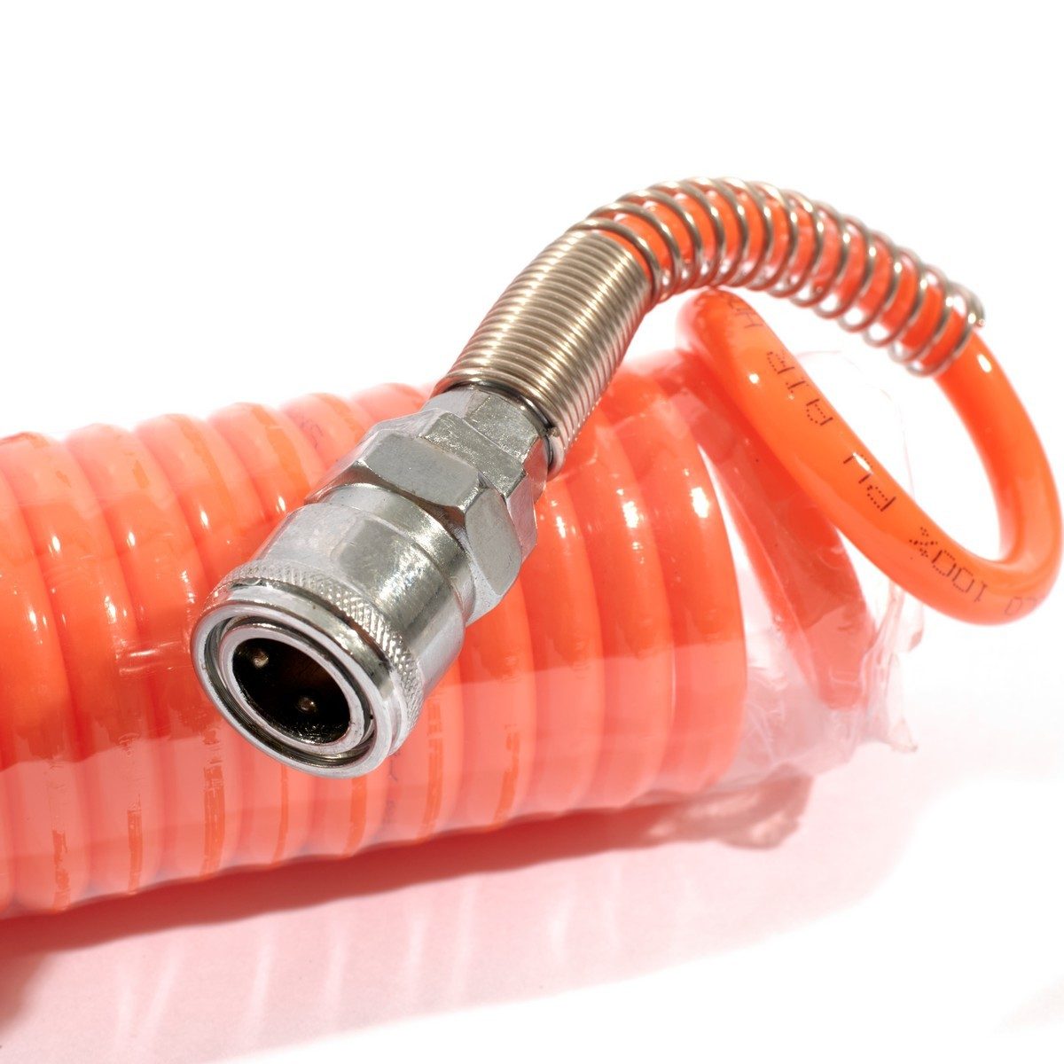 POLO สายลมสปริง สายลมแบบขด ชนิด PU พร้อมข้อต่อ ขนาด 5X8 ความยาวสาย 12 ม.ความดันสูงสุด 10 BAR (แรงดันระเบิด 24 บาร์) ทนอุณหภูมิตั้งแต่ -5 ถึง