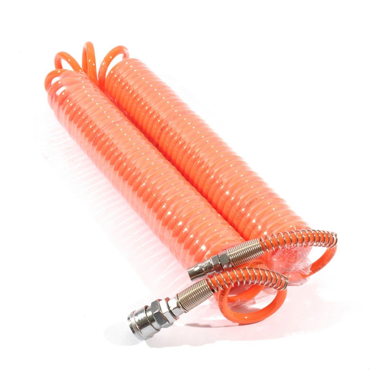 POLO สายลมสปริง สายลมแบบขด ชนิด PU พร้อมข้อต่อ ขนาด 5X8 ความยาวสาย 12 ม.ความดันสูงสุด 10 BAR (แรงดันระเบิด 24 บาร์) ทนอุณหภูมิตั้งแต่ -5 ถึง