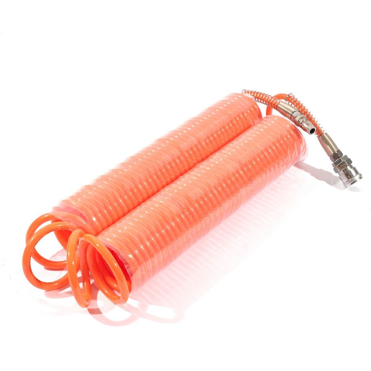 POLO สายลมสปริง สายลมแบบขด ชนิด PU พร้อมข้อต่อ ขนาด 5X8 ความยาวสาย 15 ม.ความดันสูงสุด 10 BAR (แรงดันระเบิด 24 บาร์) ทนอุณหภูมิตั้งแต่ -5 ถึง