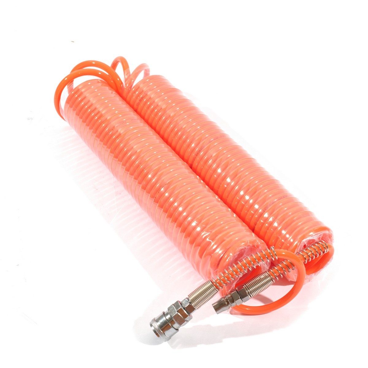POLO สายลมสปริง สายลมแบบขด ชนิด PU พร้อมข้อต่อ ขนาด 5X8 ความยาวสาย 15 ม.ความดันสูงสุด 10 BAR (แรงดันระเบิด 24 บาร์) ทนอุณหภูมิตั้งแต่ -5 ถึง
