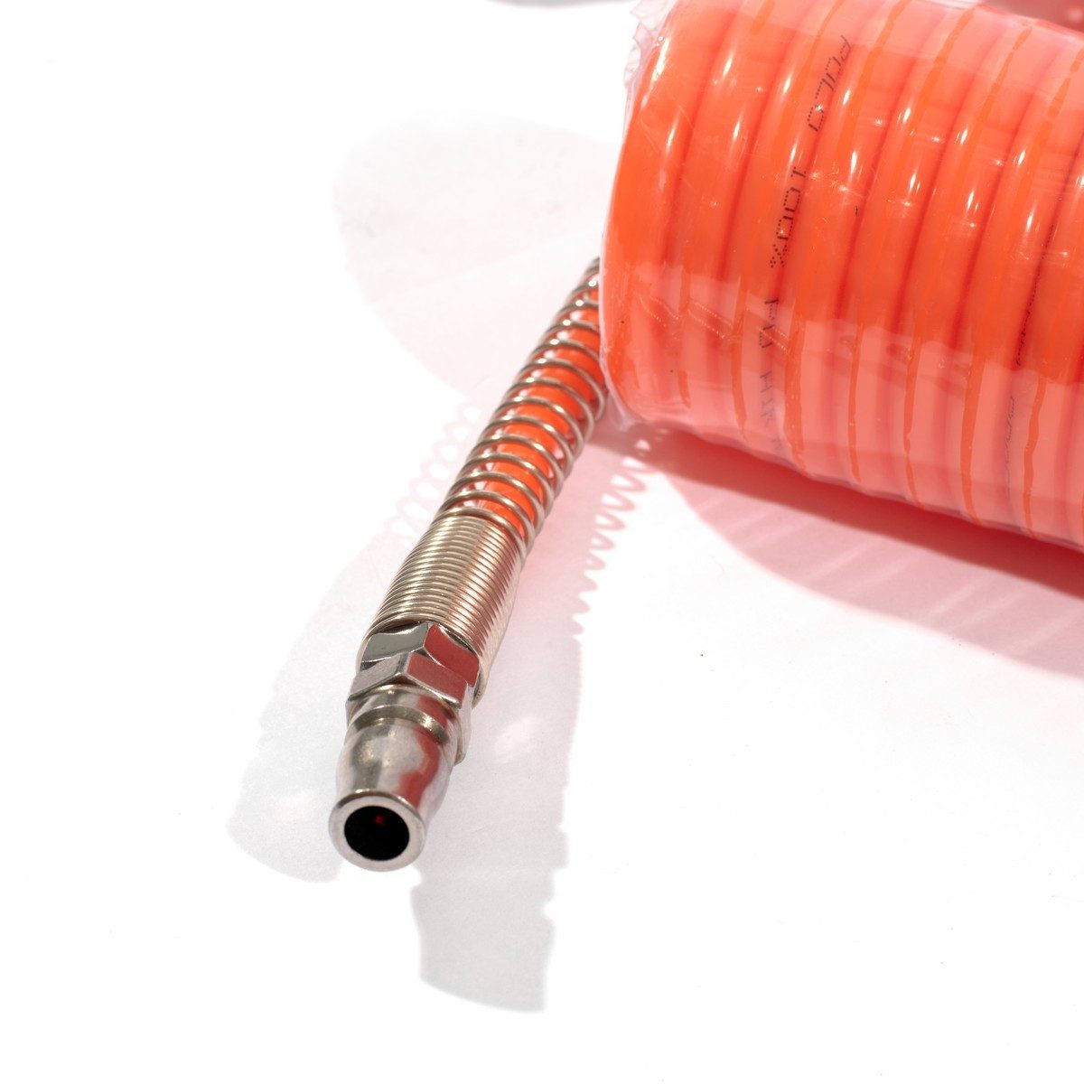 POLO สายลมสปริง สายลมแบบขด ชนิด PU พร้อมข้อต่อ ขนาด 5X8 ความยาวสาย 15 ม.ความดันสูงสุด 10 BAR (แรงดันระเบิด 24 บาร์) ทนอุณหภูมิตั้งแต่ -5 ถึง