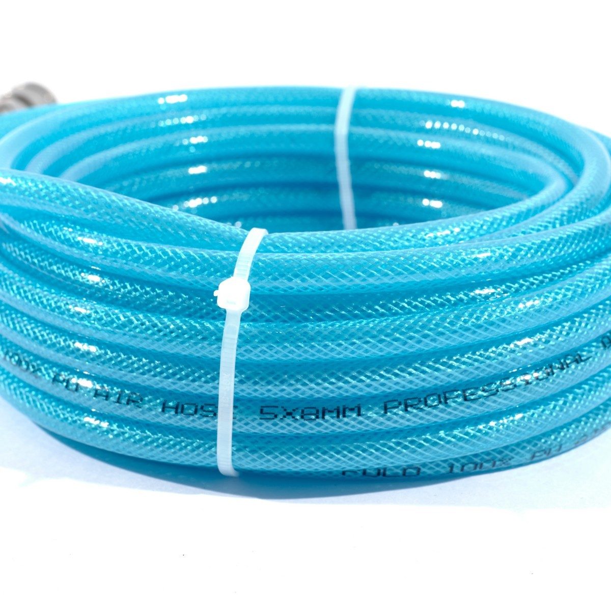 POLO สายลมแบบใยถักรุ่นงานหนัก PU พร้อมข้อต่อ ขนาด 5 X 8 มม. สายยาว 15 ม. ความดันสูงสุด 15 บาร์ ทนอุณหภูมิ -35°C ถึง 65°C