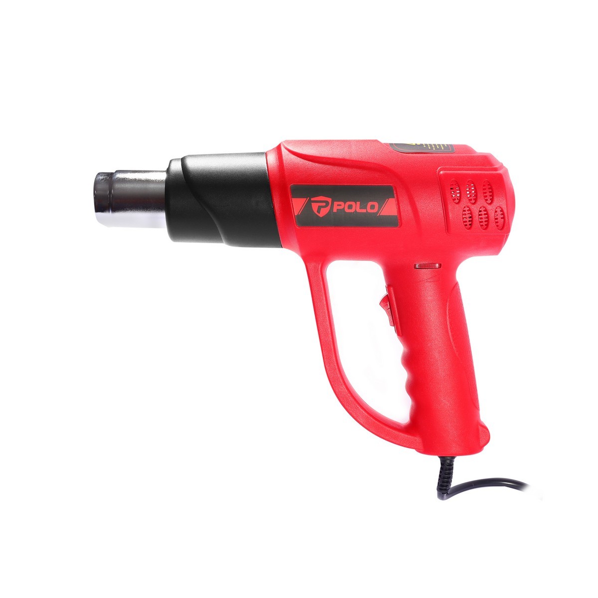 POLO เครื่องเป่าลมร้อนไฟฟ้า กำลังไฟ 2,000 วัตต์ อุณหภูมิสูงสุด 60-600°C รุ่น QG-001 การไหลของอากาศสูงสุด 500 ลิตร/นาที ปรับความร้อนได้ 2 ระด