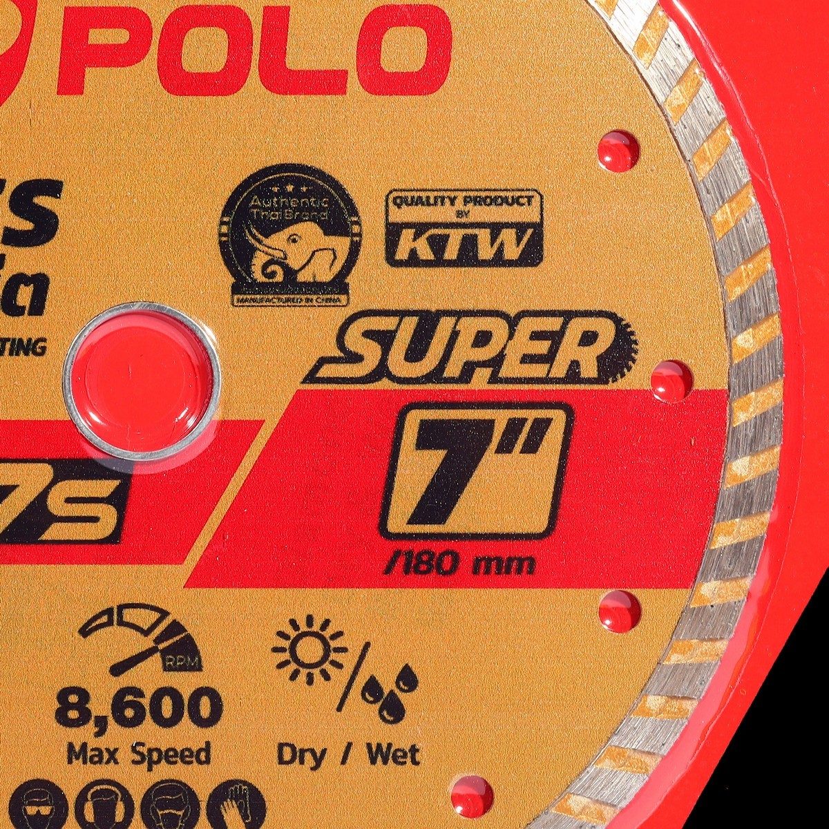 POLO ใบเพชรตัดคอนกรีต ขนาด 7 นิ้ว รุ่น KE-7S ขนาดรู 22.23 มม. ความหนาใบตัด 2.2 มม. ตัดได้ทั้งแบบน้ำและแห้ง (โปโล)