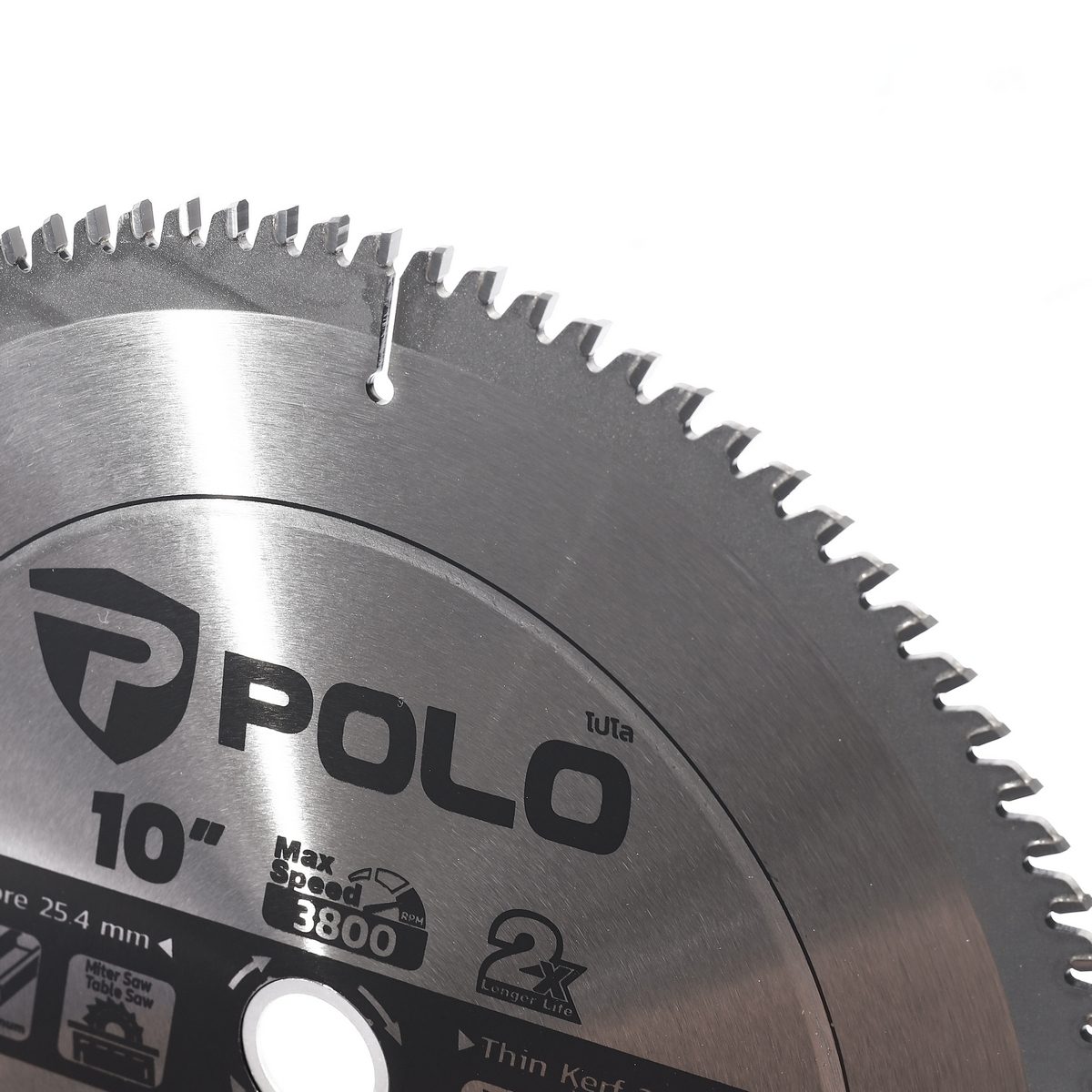 POLO TCT Saw Blade 10 IN (250 MM)X 100T, Arbor Size 25.4 MM, Ring 20 MM, Max Speed 3,800 RPM, For Aluminium