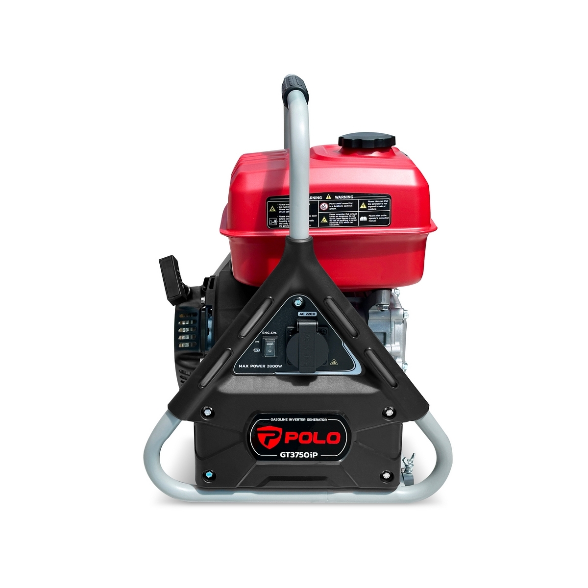 POLO เครื่องปั่นไฟเบนซิน Inverter กำลังไฟ 2.8 กิโลวัตต์ กำลังเครื่องยนต์ 7 แรงม้า รุ่น GT3750iP (รุ่นพกพา) ถังน้ำมัน 5.0 ลิตร สตาร์ทมือ (โปโ