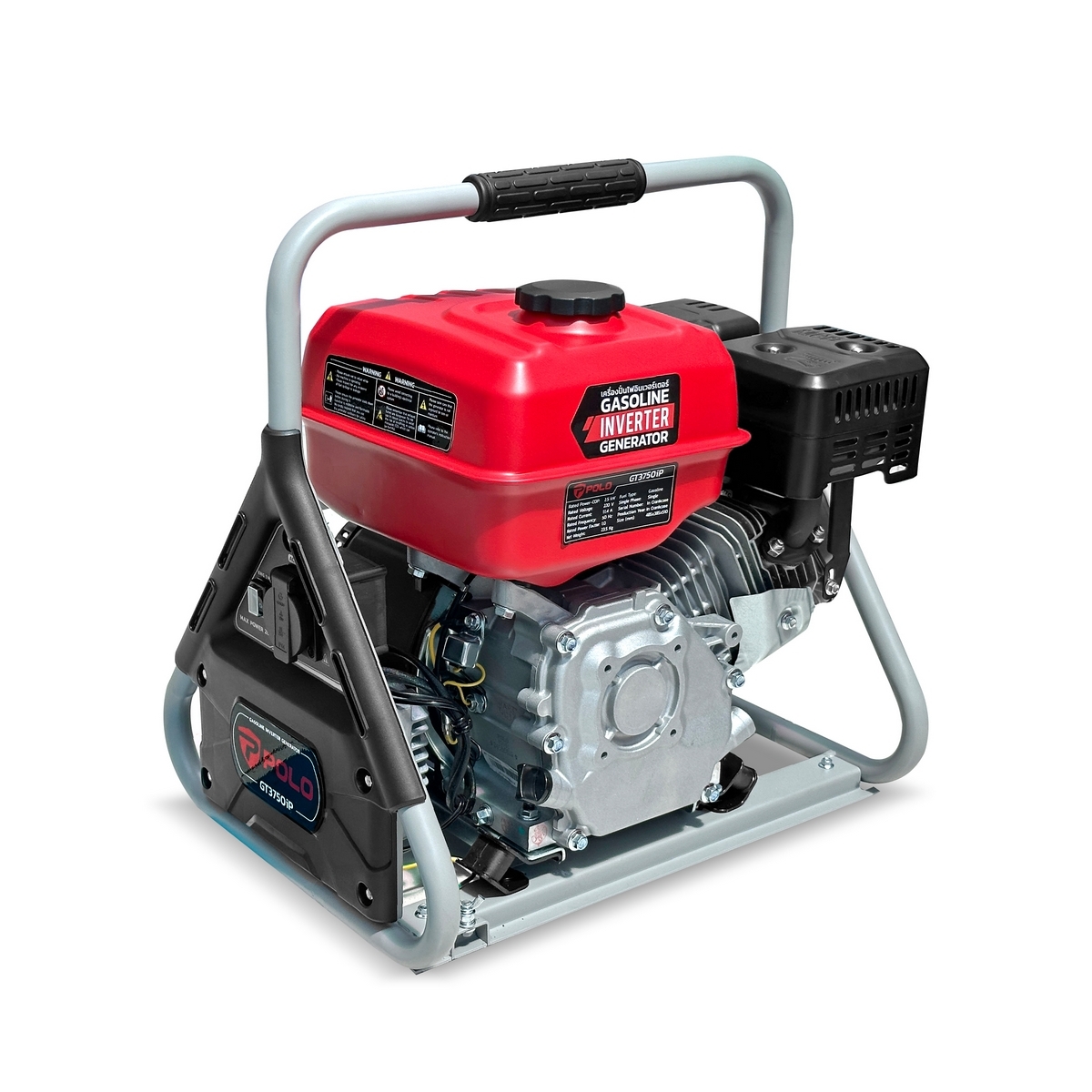 POLO เครื่องปั่นไฟเบนซิน Inverter กำลังไฟ 2.8 กิโลวัตต์ กำลังเครื่องยนต์ 7 แรงม้า รุ่น GT3750iP (รุ่นพกพา) ถังน้ำมัน 5.0 ลิตร สตาร์ทมือ (โปโ
