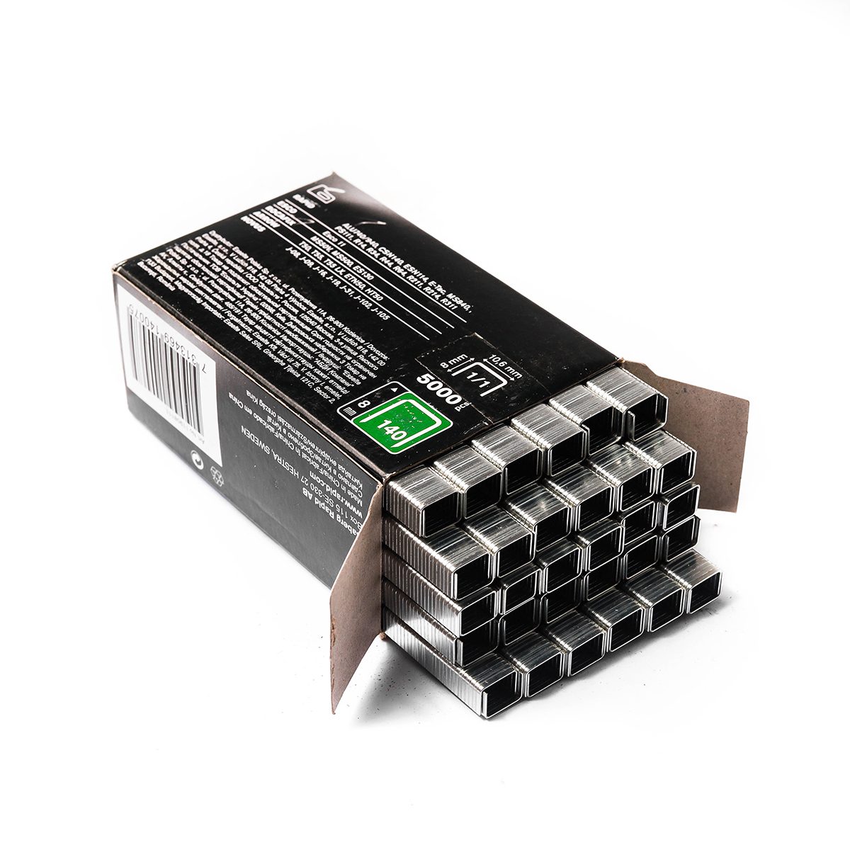 RAPID ลวดยิงขาคู่ เบอร์ 140 ลึก 8 มม. ใช้กับเครื่องยิงลวด RAPID รุ่น R34E, ALU940 และ ใช้กับเครื่องยิงตะปูลม RAPID รุ่น PS111 บรรจุ 5,000 เข