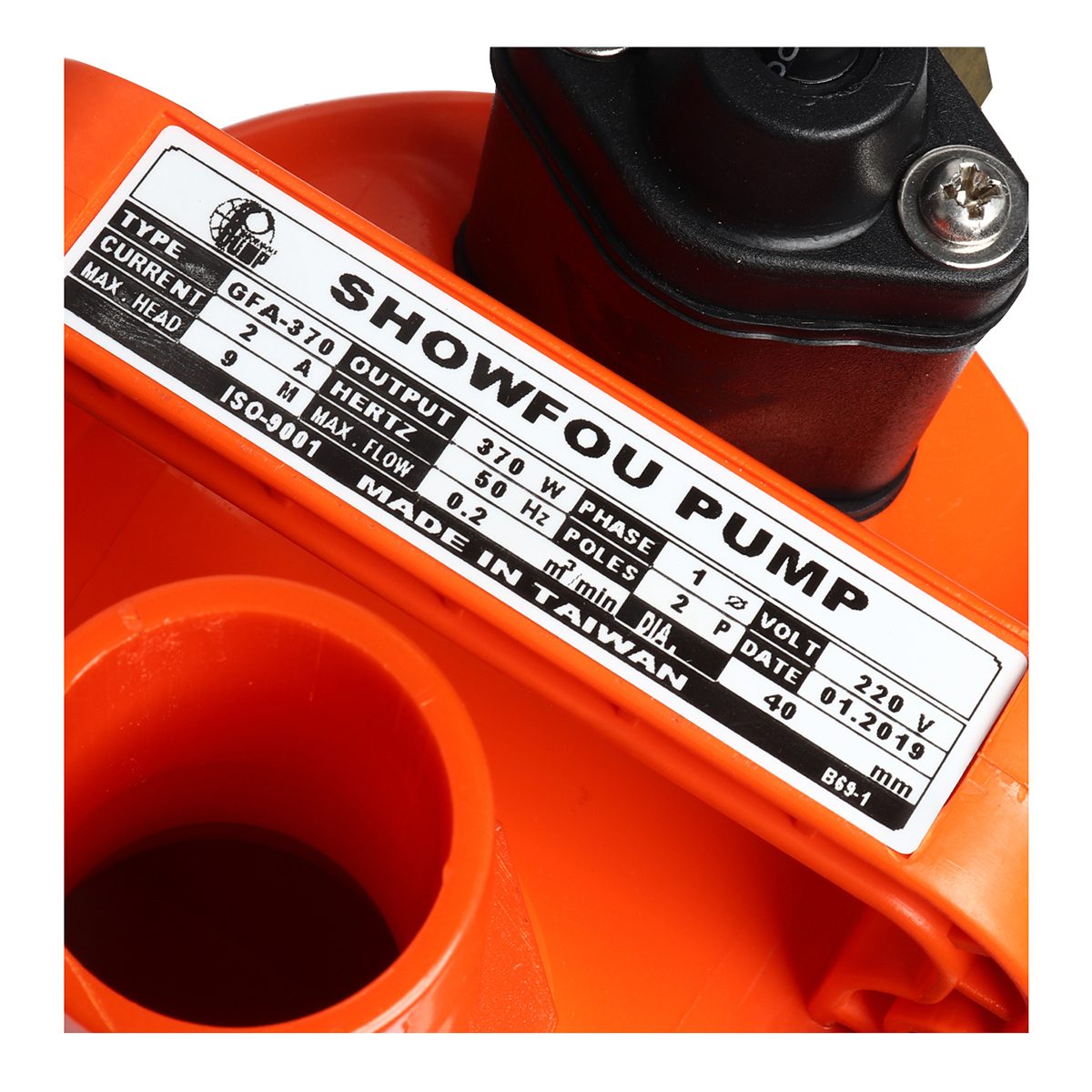 SHOWFOU ปั๊มจุ่มอัตโนมัติ รุ่น GFA-370 กำลังมอเตอร์ 370 วัตต์ ส่งสูงสุด 9 ม. ปริมาณน้ำสูงสุด 200 ลิตร/นาที ท่อส่ง 1-1/4 นิ้ว และ 1-1/2 นิ้ว 