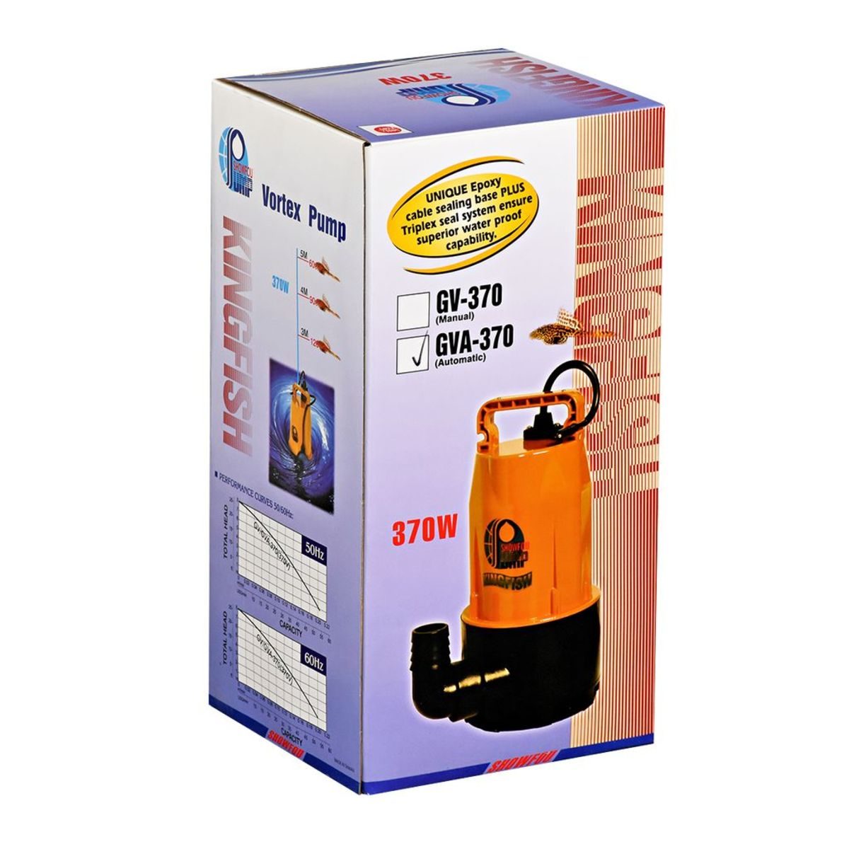 SHOWFOU ปั๊มจุ่มอัตโนมัติ รุ่น GVA-370 กำลังมอเตอร์ 370 วัตต์ ส่งสูงสุด 8 ม. ปริมาณน้ำสูงสุด 200 ลิตร/นาที ท่อส่ง 1-1/2 นิ้ว ไฟ 220 โวลต์ (โ