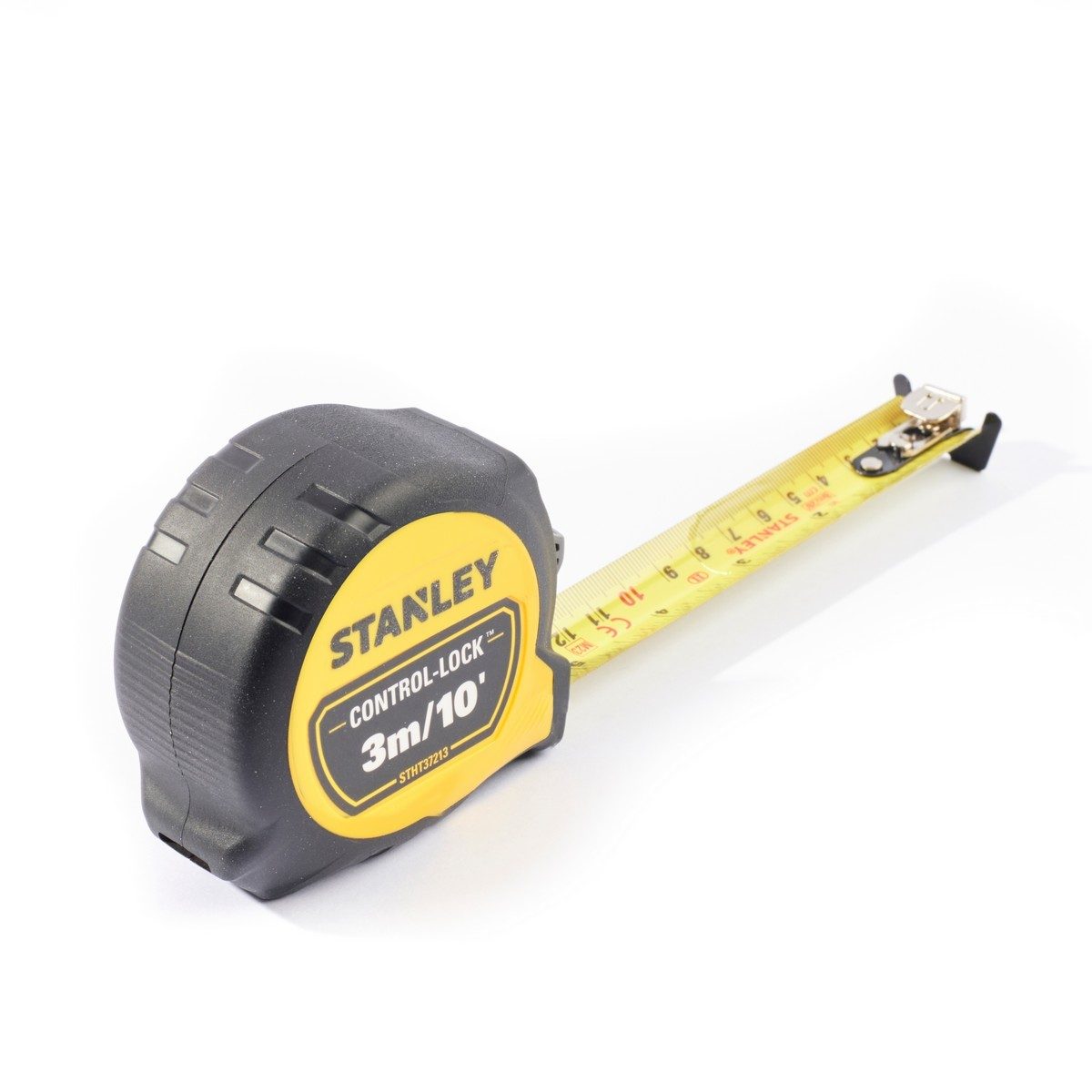 STANLEY ตลับเมตร 3 เมตร Control-Lock รุ่น STHT37213-30 สายวัดกว้าง 25 มม. ตะขอเกี่ยวขนาดใหญ่เหมาะกับทุกพื้นผิว น้ำหนักเบา (สแตนเล่ย์)