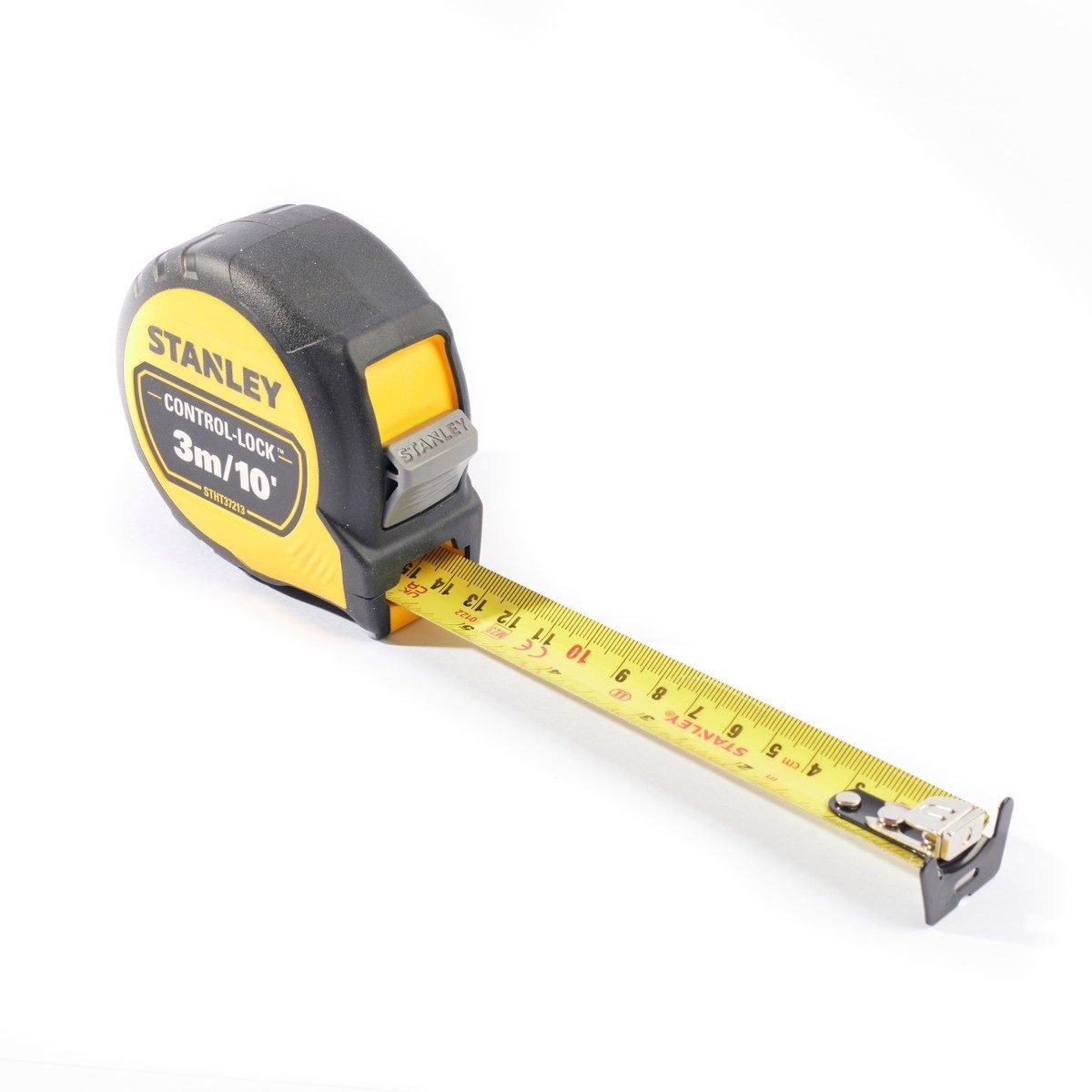 STANLEY ตลับเมตร 3 เมตร Control-Lock รุ่น STHT37213-30 สายวัดกว้าง 25 มม. ตะขอเกี่ยวขนาดใหญ่เหมาะกับทุกพื้นผิว น้ำหนักเบา (สแตนเล่ย์)