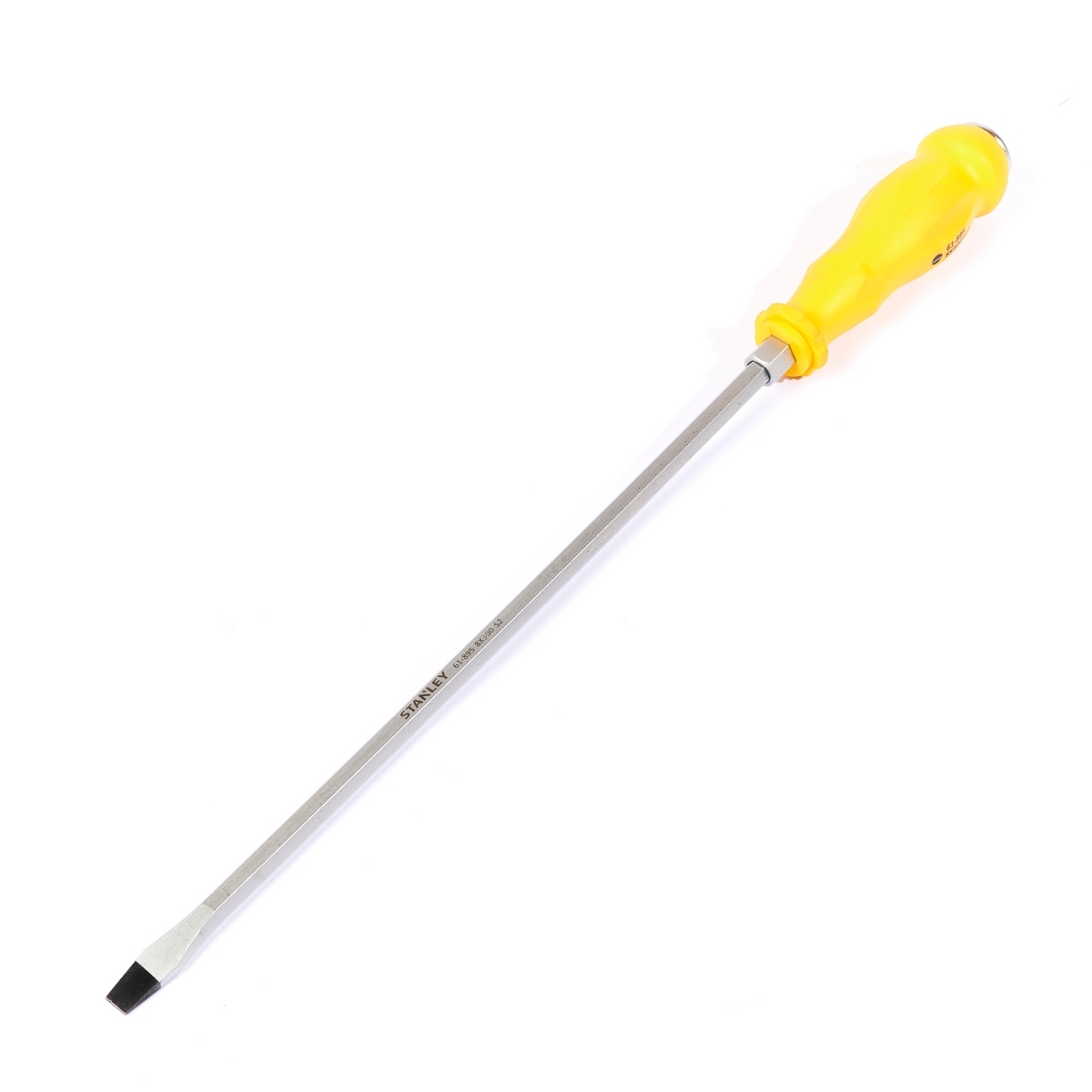 STANLEY ไขควงตอก ปากแบน 61-895 ขนาด 8 มม. X 12 นิ้ว ทำจากโลหะ S2 มีแถบแม่เหล็กออกไซค์ดำที่ปลายหัวไขควง ใช้สำหรับขันหรือตอก (สแตนเล่ย์)