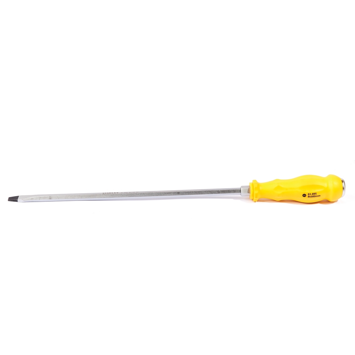 STANLEY ไขควงตอก ปากแบน 61-895 ขนาด 8 มม. X 12 นิ้ว ทำจากโลหะ S2 มีแถบแม่เหล็กออกไซค์ดำที่ปลายหัวไขควง ใช้สำหรับขันหรือตอก (สแตนเล่ย์)