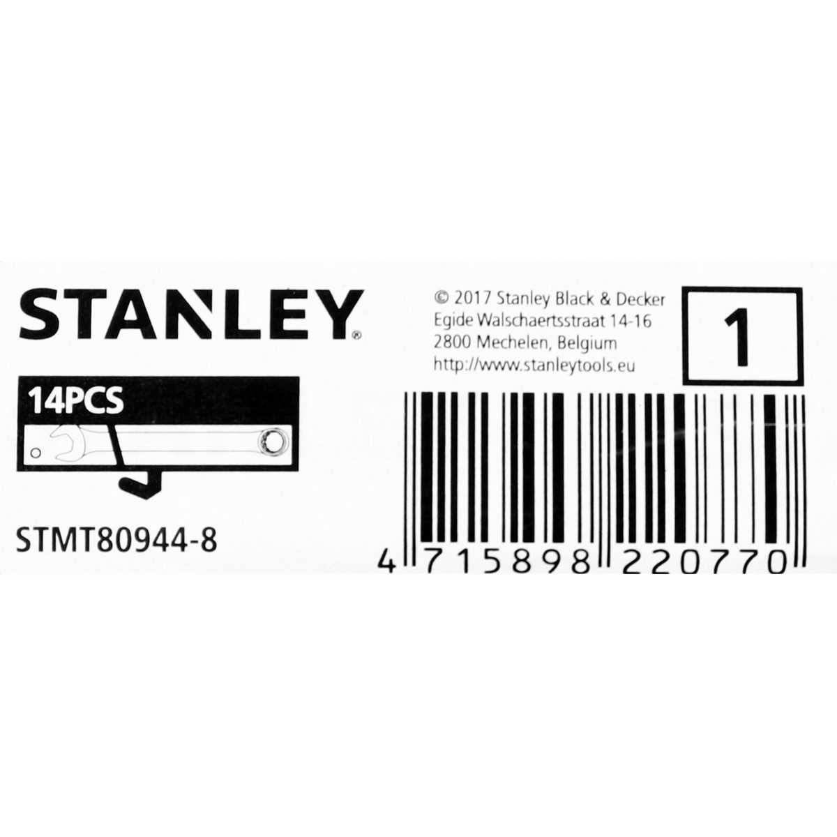 ชุดประแจแหวนข้างปากตาย 14 ชิ้น ซองผ้า สแตนเล่ย์ (STANLEY) รุ่น CWB ขนาด 8-32 มม. ในชุดประกอบไปด้วยเบอร์ 8,9,10,12,13,14,17,19,21,22,24,27,30