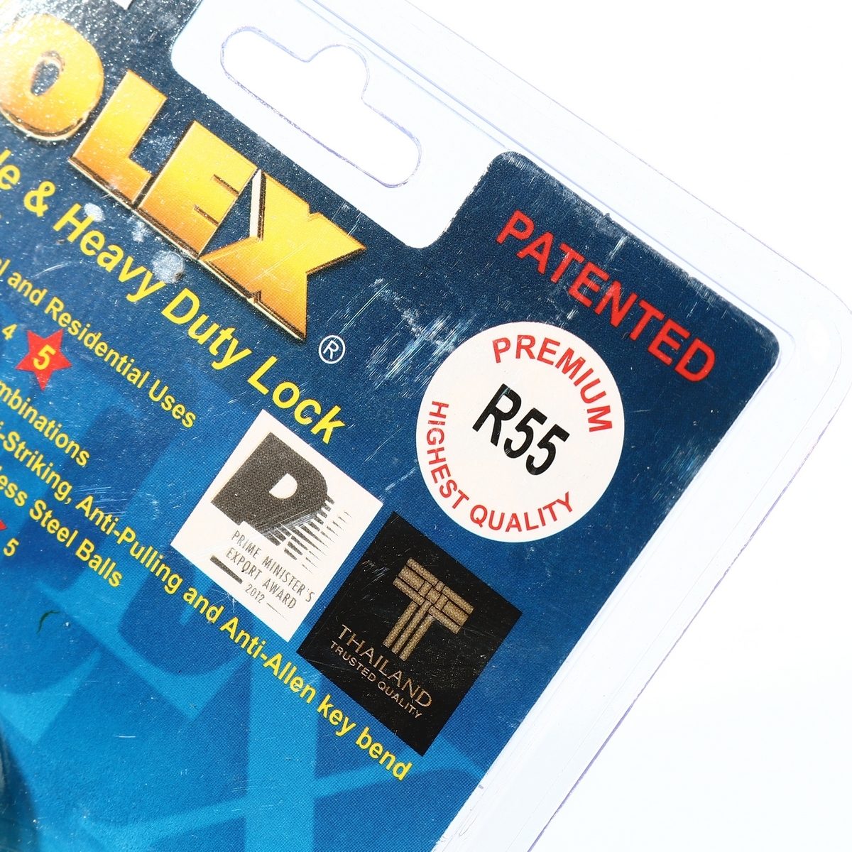 SOLEX กุญแจคล้อง คอสั้น ขนาด 55 มม. รุ่น R55 PREMIUM ผลิตจากทองเหลืองอย่างดี ระบบล็อคลูกปืน ป้องกันการสะเดาะกุญแจได้ (โซเล็กซ์)