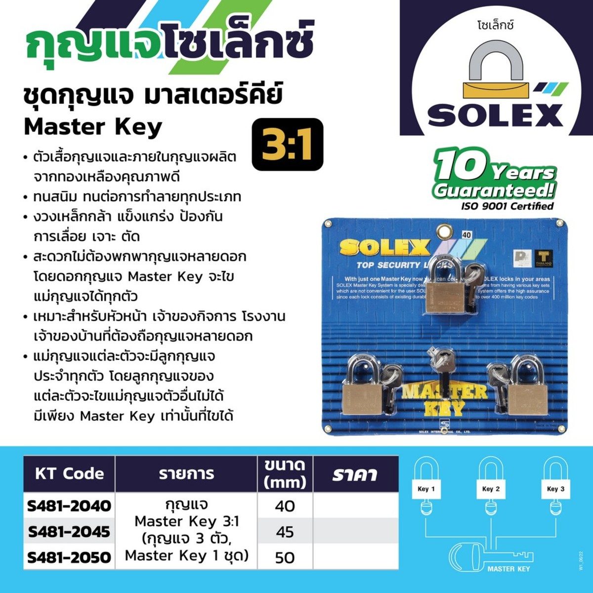 มาสเตอร์คีย์ MTK 3:1 50MM.