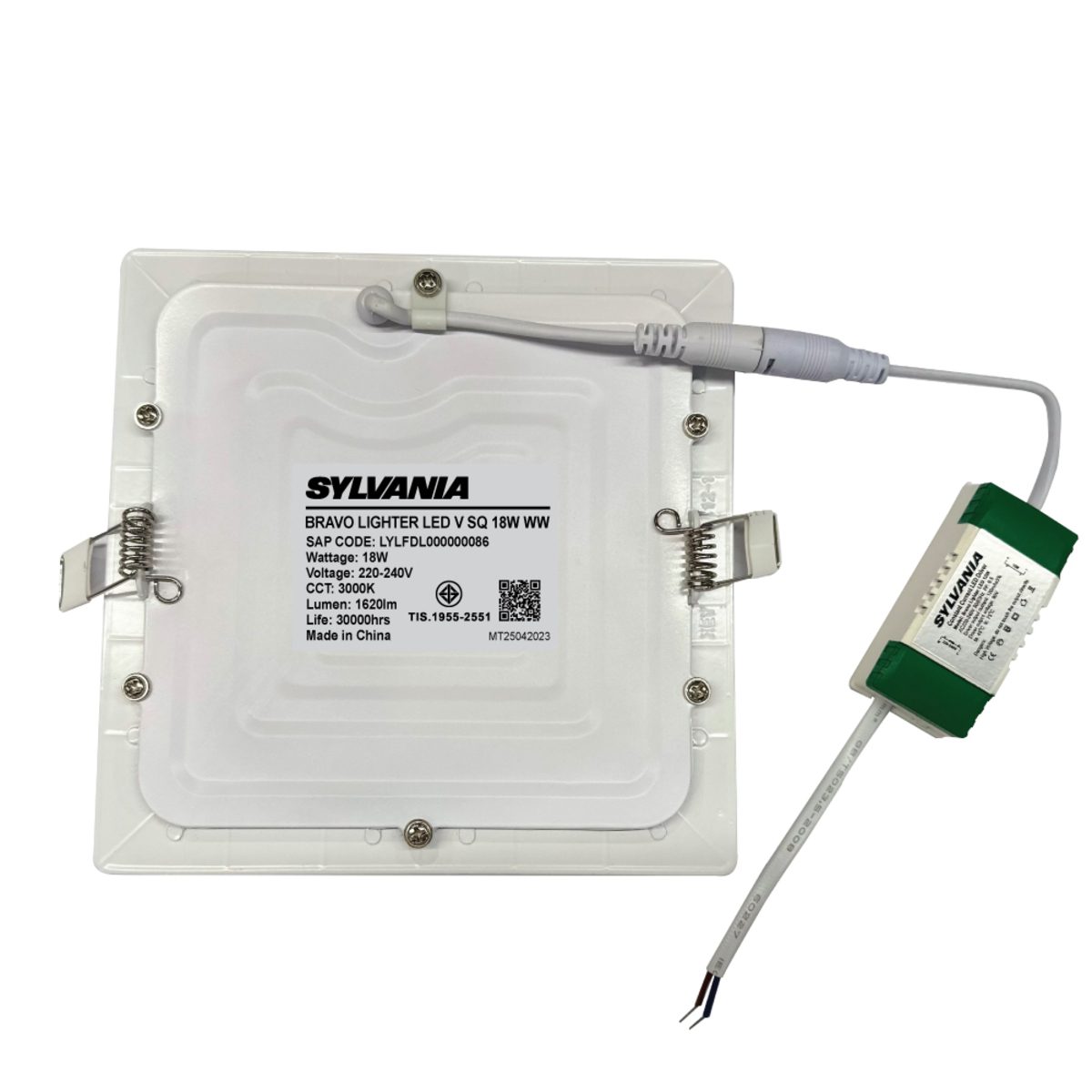 SYLVANIA ดาวน์ไลท์ LED ฝังฝ้าหน้าเหลี่ยม กำลังไฟ 18 วัตต์ ค่าความสว่าง 1,620 ลูเมน แสงวอร์มไวท์ อายุการใช้งานยาวนานมากกว่า 30,000 ชั่วโมง (ซ