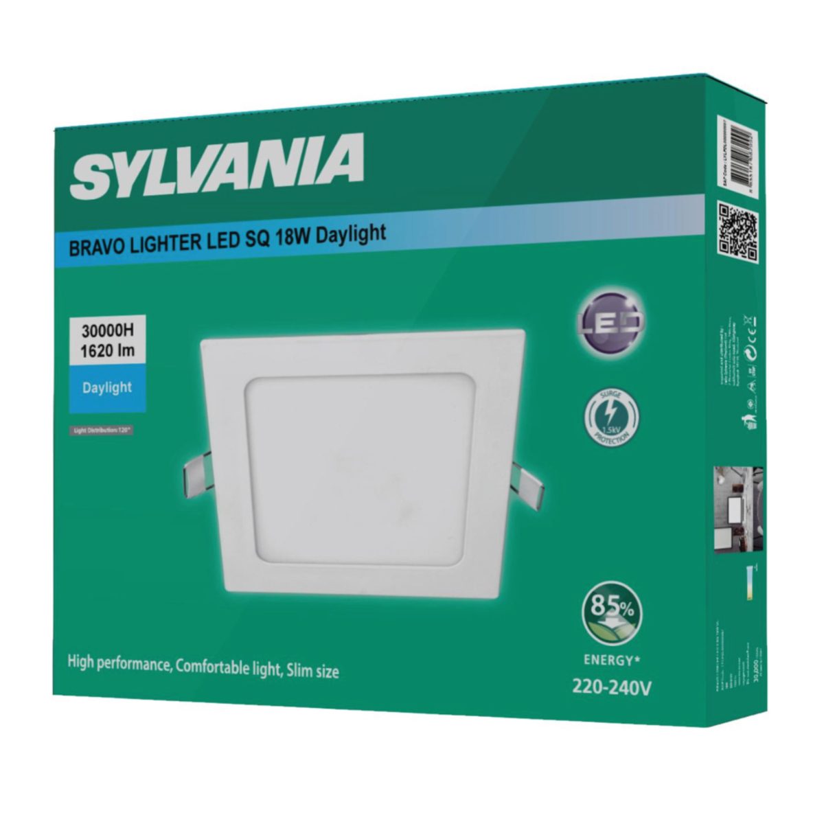 SYLVANIA ดาวน์ไลท์ LED ฝังฝ้าหน้าเหลี่ยม กำลังไฟ 12 วัตต์ ค่าความสว่าง 1,620 ลูเมน แสงเดย์ไลท์ อายุการใช้งานยาวนานมากกว่า 30,000 ชั่วโมง (ซี