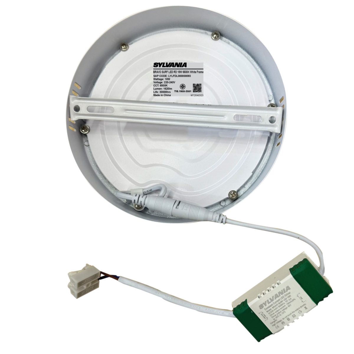 SYLVANIA ดาวน์ไลท์ LED ติดลอยหน้ากลม ตัวโคมสีขาว กำลังไฟ 18 วัตต์ ค่าความสว่าง 1,620 ลูเมน แสงเดย์ไลท์ อายุการใช้งานยาวนานมากกว่า 30,000 ชั่
