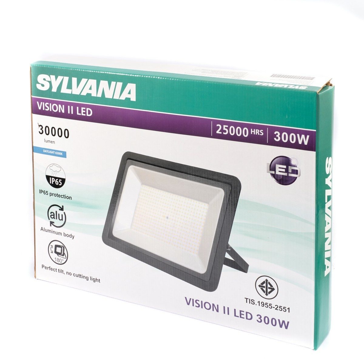 SYLVANIA โคมไฟฟลัดไลท์ LED แสงสีขาว 6500K กำลังไฟ 300 วัตต์ อายุการใช้งาน 25,000 ชั่วโมง เหมาะสำหรับส่องภายนอกอาคารและพื้นที่ก่อสร้าง (ซีลวา