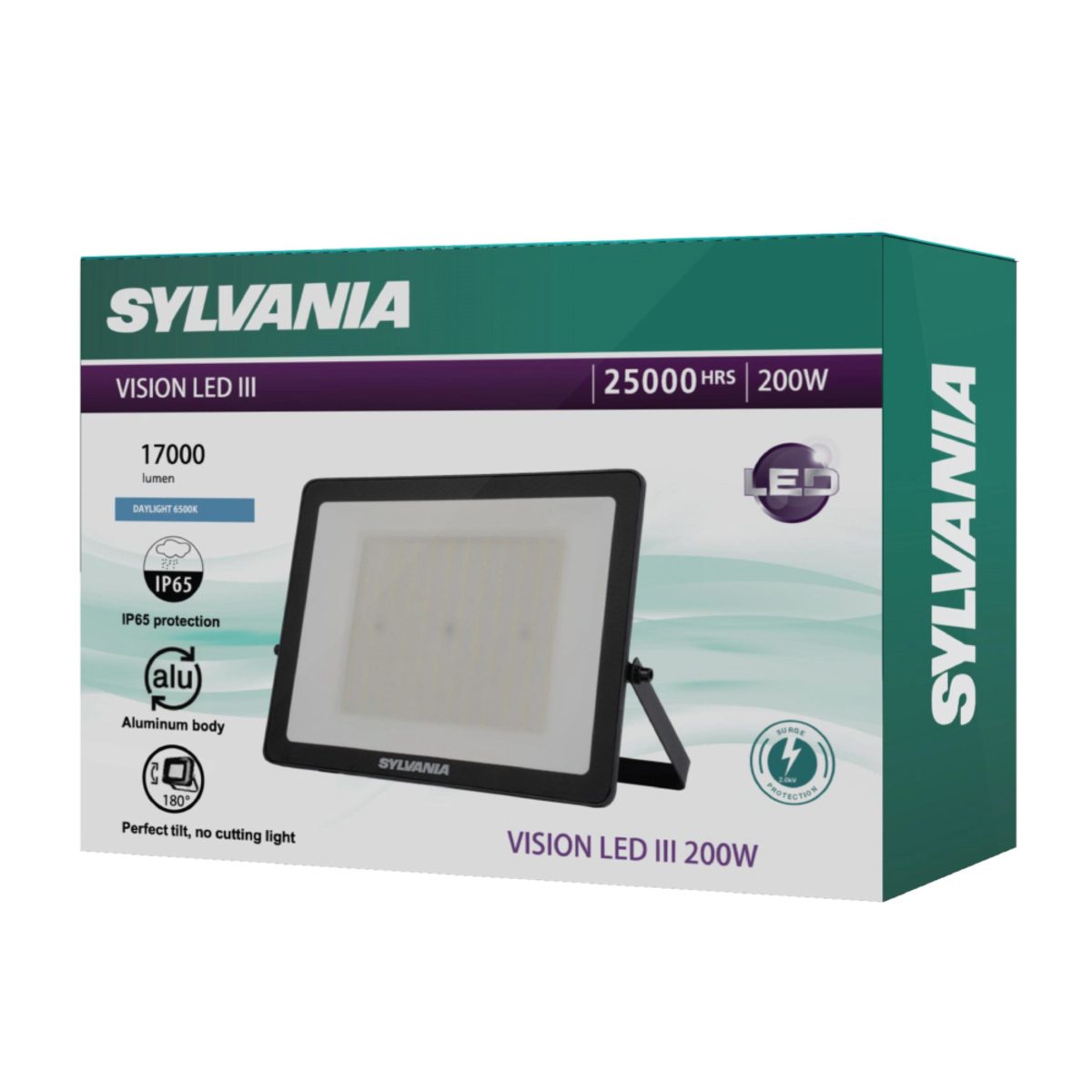 SYLVANIA โคมฟลัดไลท์แอลอีดี โคมสปอร์ตไลท์ กำลังไฟ 200 วัตต์ ค่าความสว่าง 17,000 ลูเมน แสงเดย์ไลท์ อายุการใช้งานยาวนานมากกว่า 25,000 ชั่วโมง 