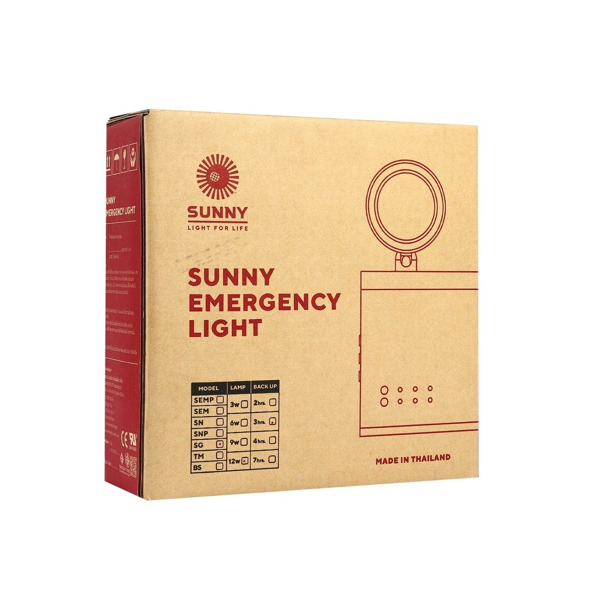 SUNNY โคมไฟฉุกเฉินพร้อมรีโมท แสงขาว กำลังไฟ 12 วัตต์ รุ่น SG212CD3 สว่าง 910 ลูเมน อายุการใช้งาน 50,000 ชั่วโมง สำรองไฟนาน 3 ชั่วโมง (ซันนี่