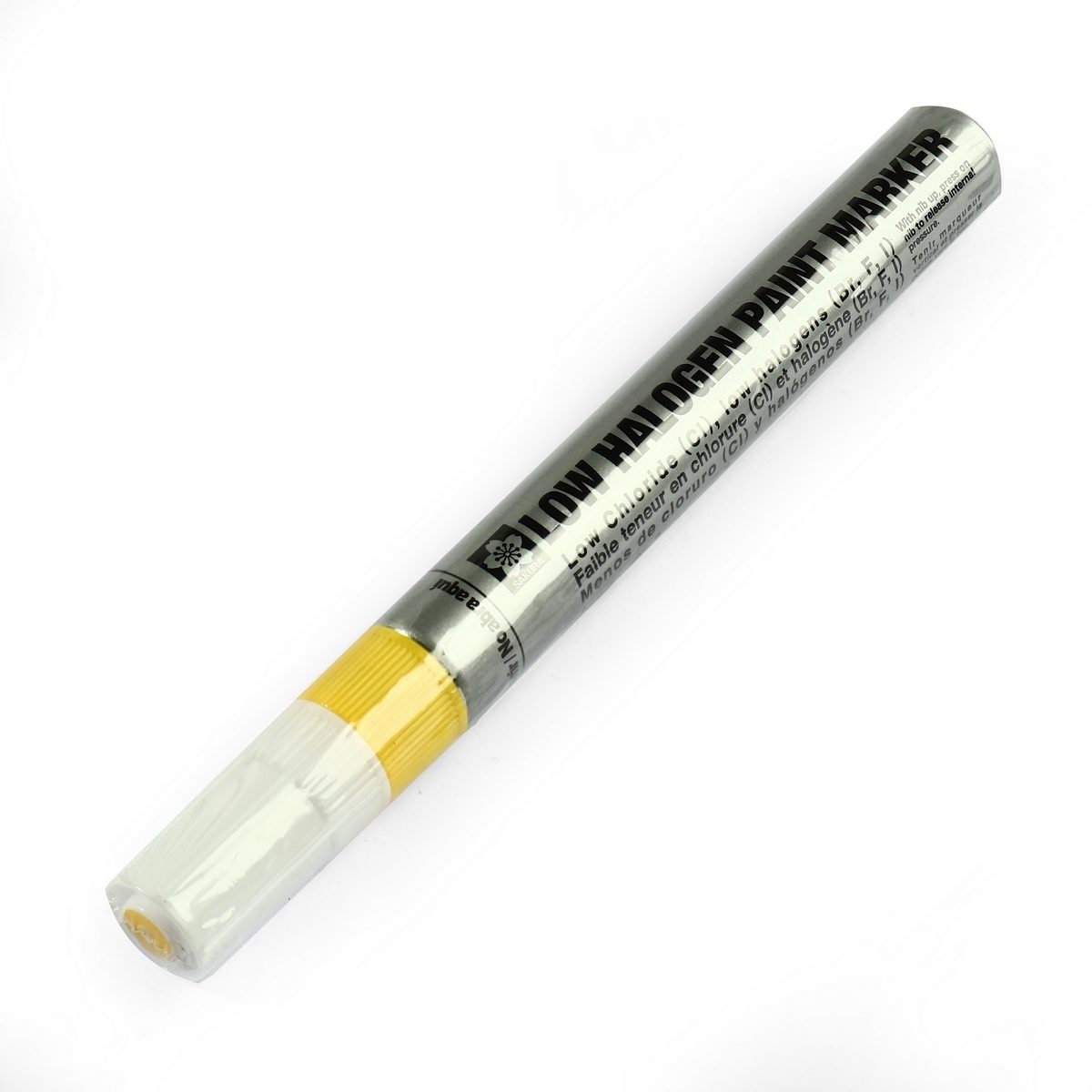 SAKURA ปากกาเพ้นท์ มาร์คเกอร์ โลว์ฮาโลเจน (สีเหลือง) ขนาด 2 มม. รุ่น XPMKB-LH-3 เหมาะสำหรับงานอุตสาหกรรมโดยเฉพา ใช้เขียนทำเครื่องหมาย บนโลหะ