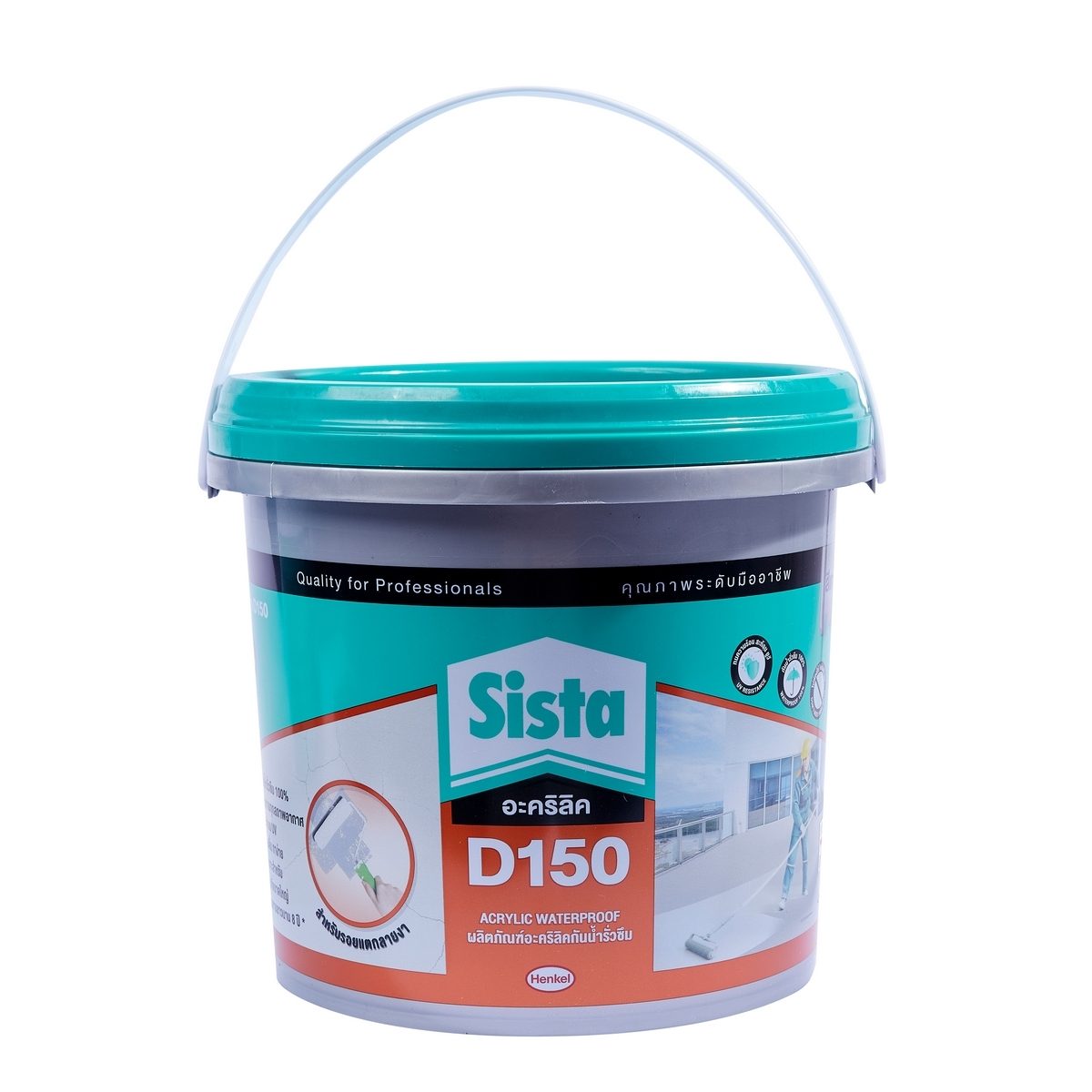 SISTA อะคริลิคกันน้ำรั่วซึม ยาแนว สีเทา ขนาด 4 กก. รุ่น D150 อะคริลิคโพลิเมอร์สูตรน้ำ ยึดติดวัสดุได้ดีกับวัสดุประเภท ซ่อมแซมรอยแตกร้าว ทนต่อ