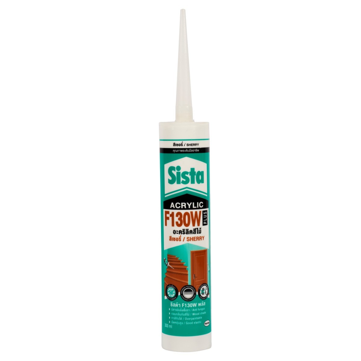 SISTA (ซีสต้า) อะคริลิคยาแนว สีเชอร์รี่ 300 มล. รุ่น F130W Plus ใช้อุดรอยต่อวัสดุต่างๆ ป้องกันเชื้อรา ทาสีทับได้ เหมาะกับงานภายในอาคาร