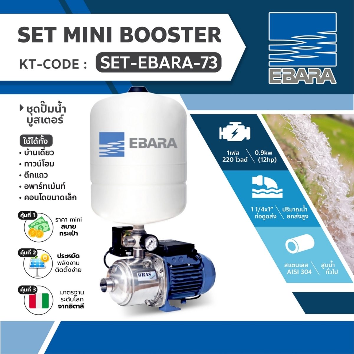 ชุด MINI BOOSTER PUMP MATRIX 5-4T/0.9M