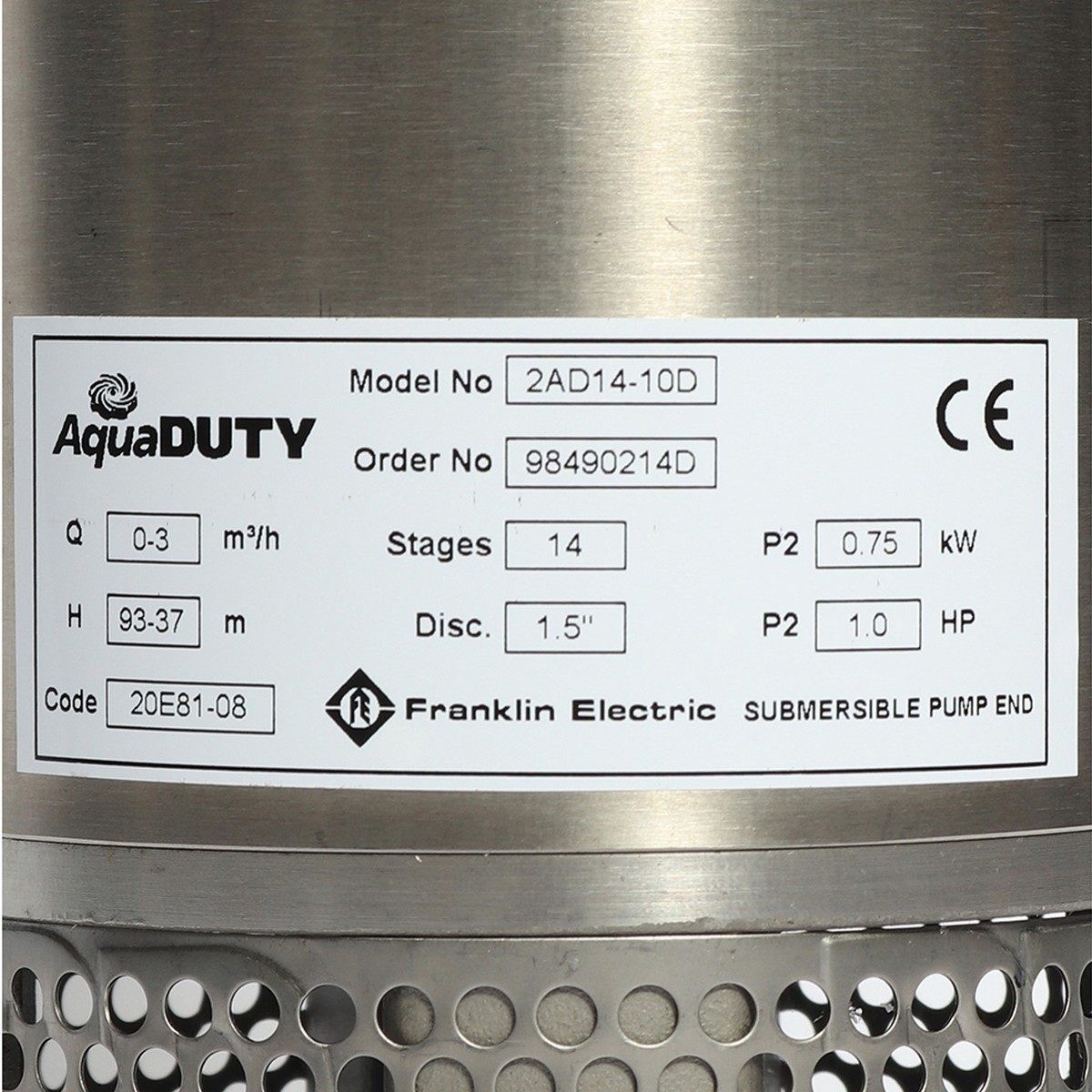 ชุดปั๊ม 2AD 1 แรง 14 ใบพัดท่อ 1.5" 220V.