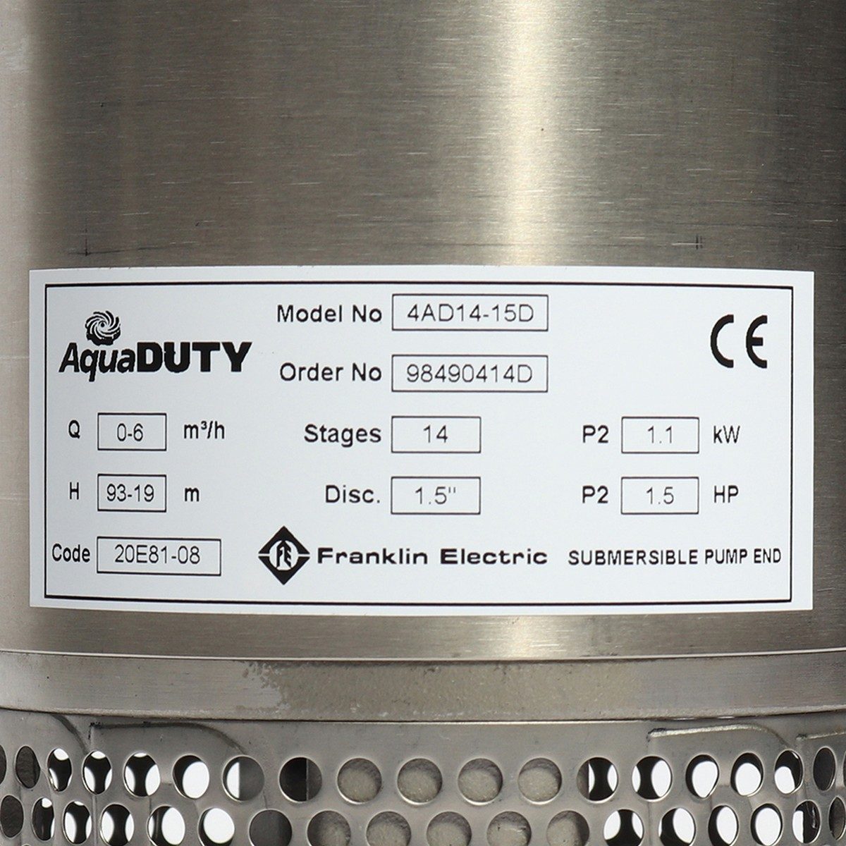 ชุดปั๊ม 4AD 1.5แรง 14ใบพัดท่อ 1.5" 220V.
