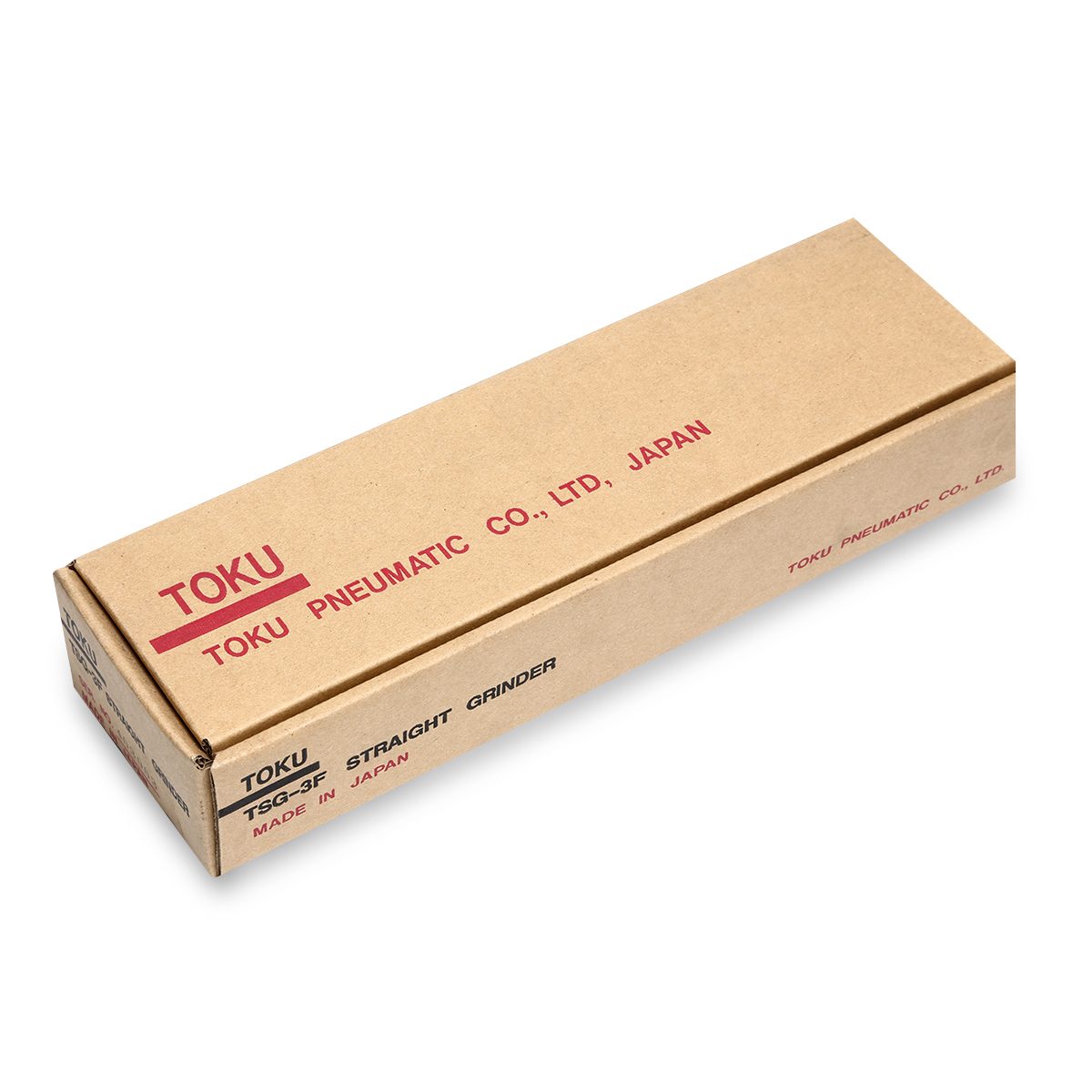 เครื่องเจียร์ลมคอตรง โตกุ (TOKU) รุ่น TSG-3F ขนาดใบเจียร์ 3 นิ้ว (75 x 13 x 9.5 มม.) กำลัง 0.7 แรงม้า ความเร็วสูงสุด 3,000 เมตร/นาที ปริมาณล