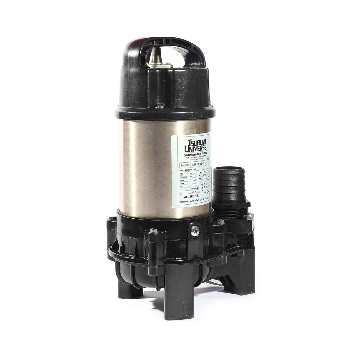 TSURUMI ปั๊มแช่ 0.4 กิโลวัตต์ รุ่น 50NHPU2.4S ไฟ 220 โวลต์ ส่งสูงสุด 9 เมตร ท่อ 2 นิ้ว ปริมาณน้ำสูงสุด 330 ลิตร/นาที สายไฟยาว 5 เมตร (ซูรูมิ