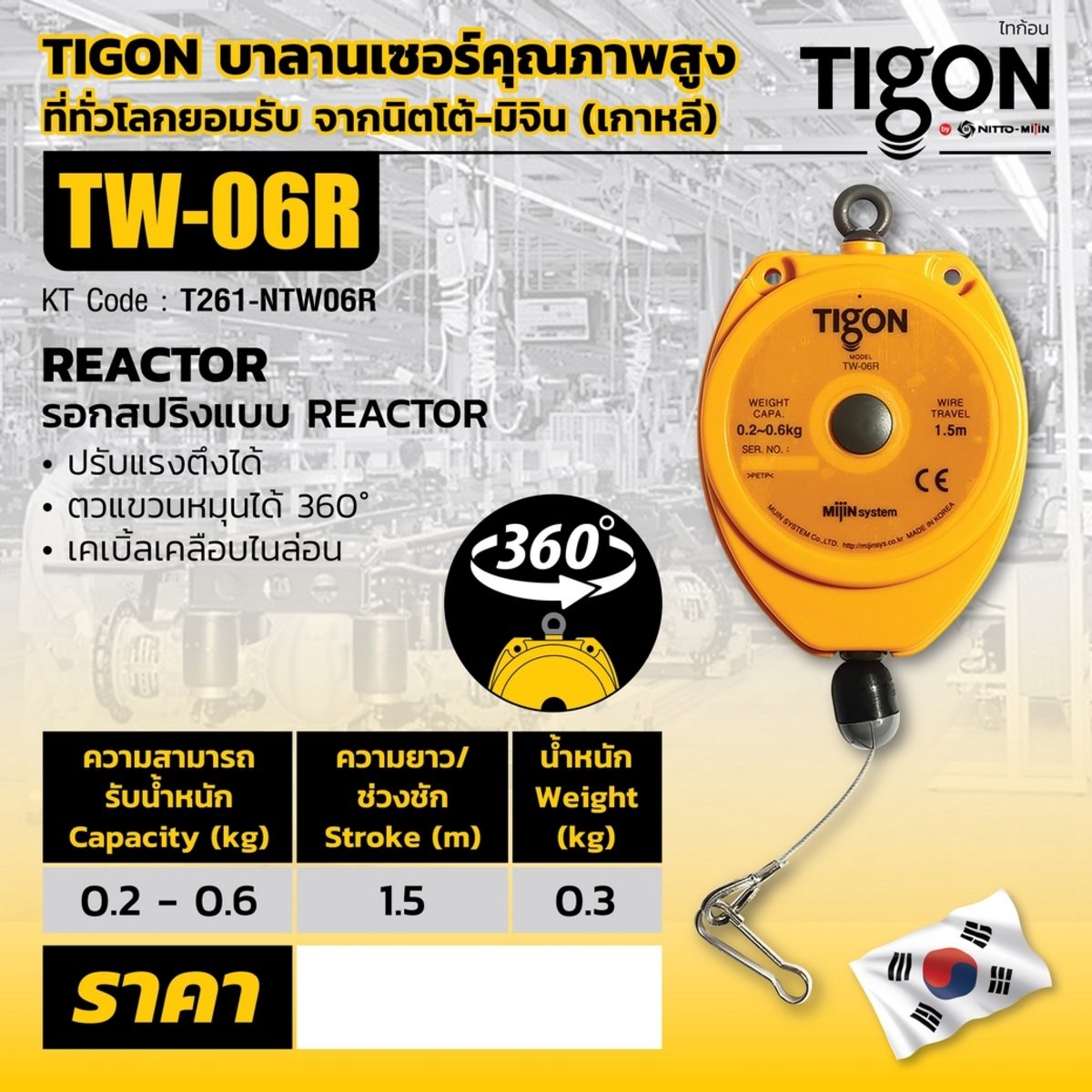 รอกสปริงแบบ RETRACTOR NTW-06R(TW-06R)