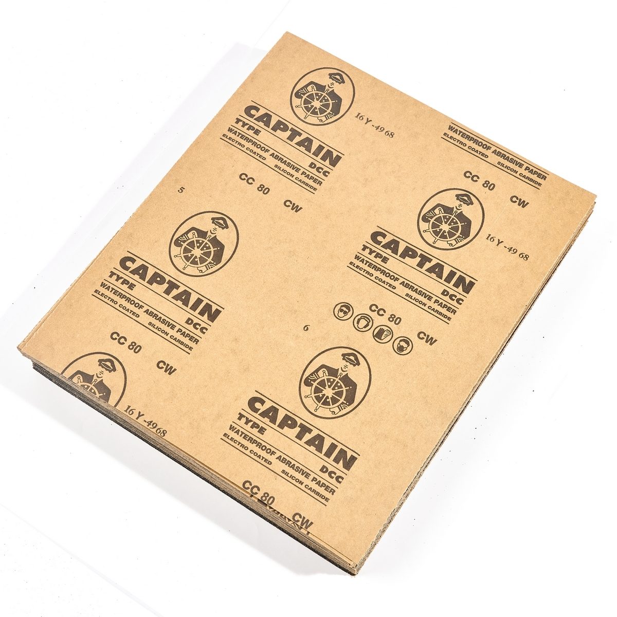 TOA กระดาษทรายขัดน้ำ #80 ขนาด 9x11 นิ้ว (230 x 280 มม.) รุ่น CAPTAIN เหมาะกับขัดสีรถ ขัดโลหะ 60 แผ่น/แพ็ค